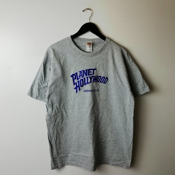 Vintage Y2K Planet Hollywood Honolulu T Shirt Adult Gray XL Extra Large Solid - Picture 8 of 10